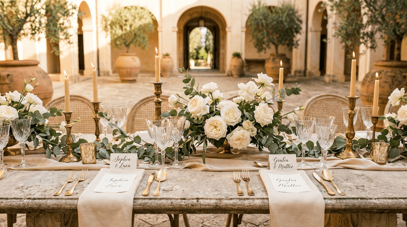 Romantic wedding tablescape
