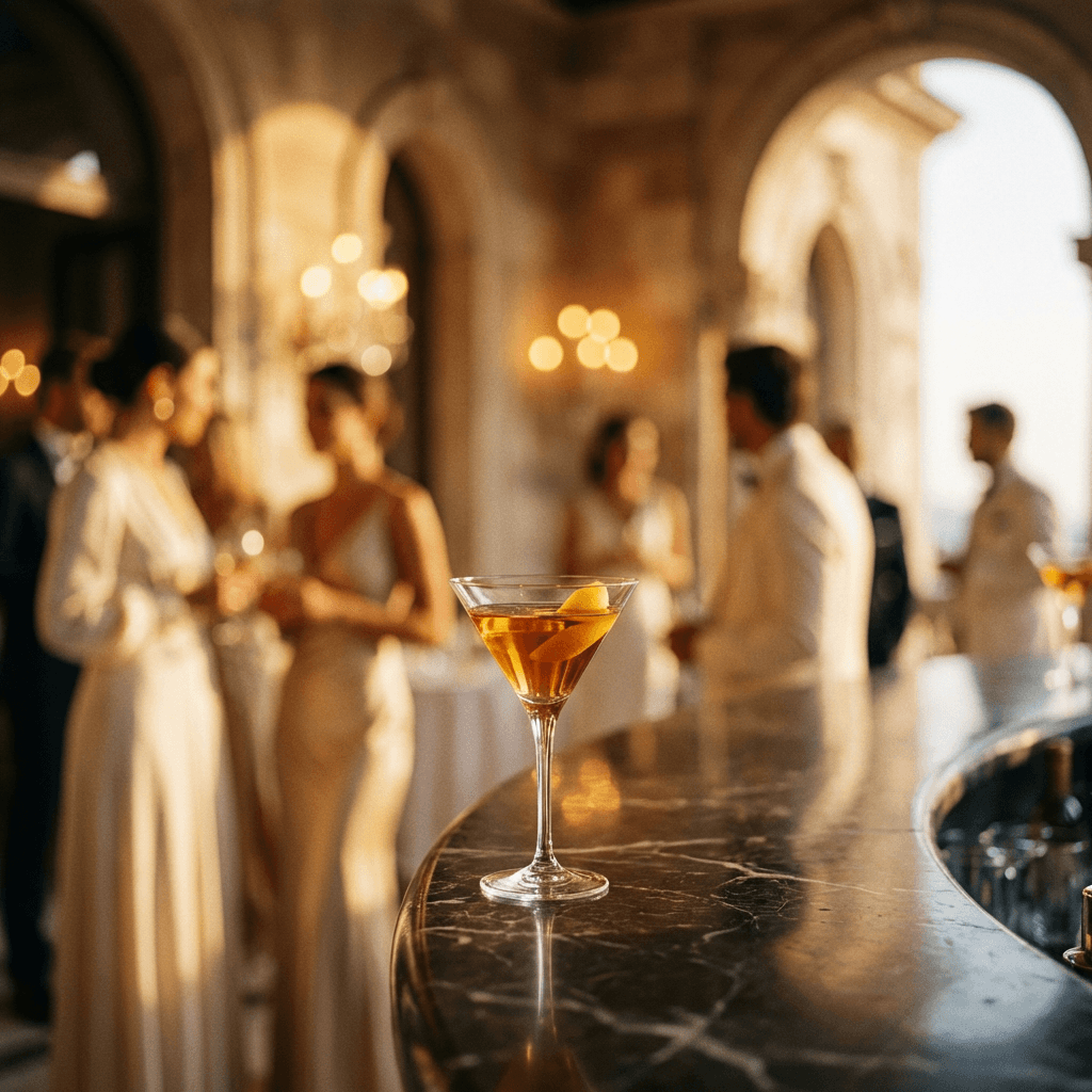 Signature cocktail in crystal glass